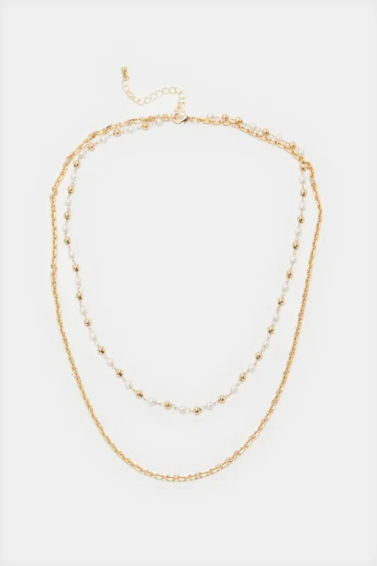 Women Gold Embellished Necklace sold by Redtag