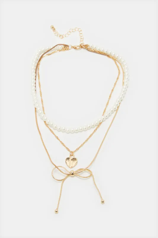 Women Gold Embellished Necklace sold by Redtag