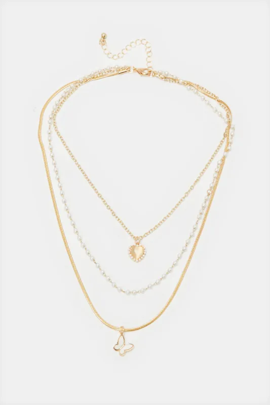 Women Gold Embellished Necklace sold by Redtag