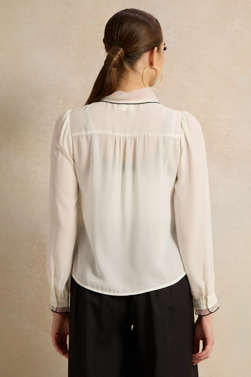 Women Ivory Collared Button Down Blouse sold by Redtag product image thumbnail 3
