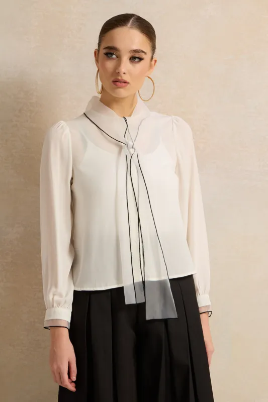 Women Ivory Collared Button Down Blouse sold by Redtag