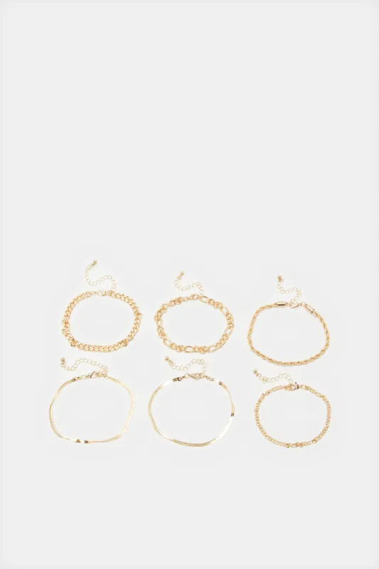 Women Gold Embellished Bracelet Set (6 Piece) sold by Redtag