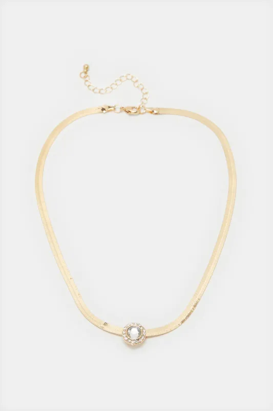 Women Gold Embellished Necklace sold by Redtag