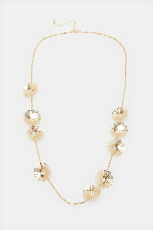 Women Gold Embellished Necklace sold by Redtag