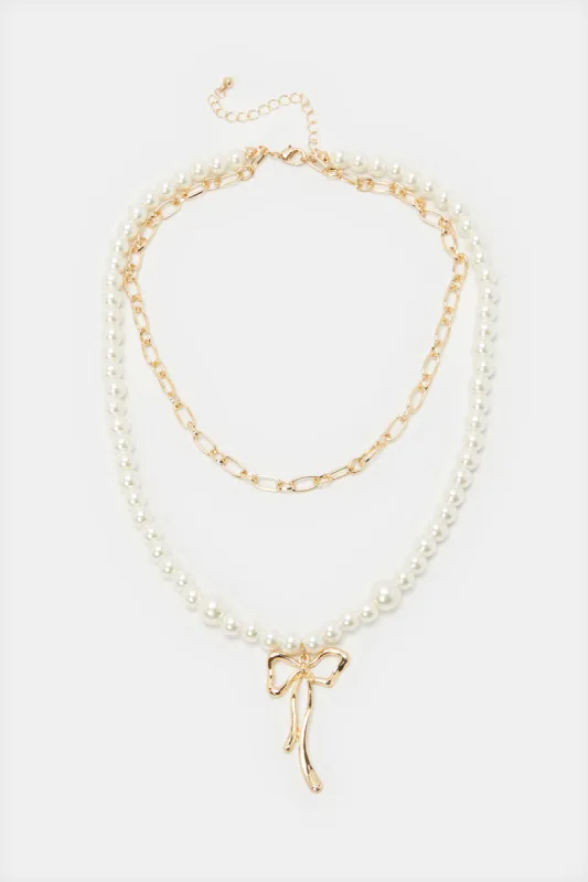 Women Gold Embellished Necklace sold by Redtag