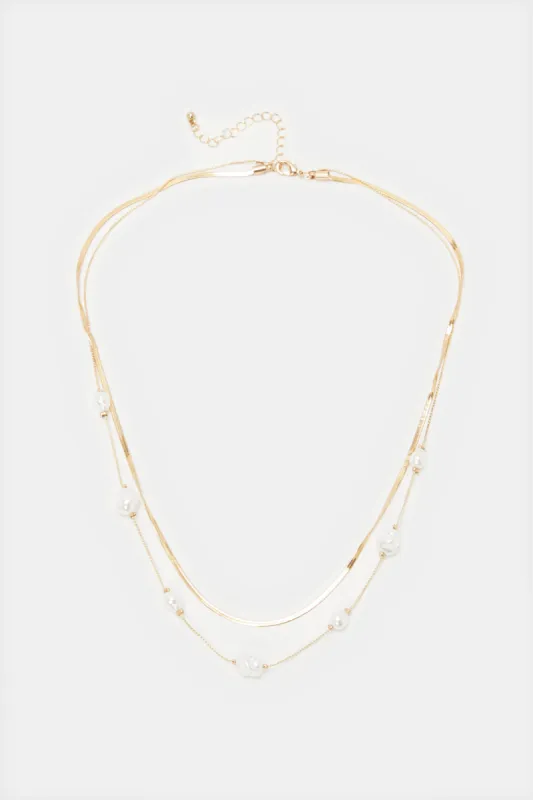 Women Gold Embellished Necklace sold by Redtag