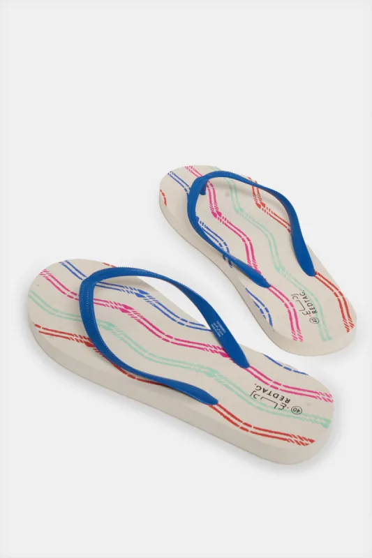 Women Blue Stripe Flipflop sold by Redtag