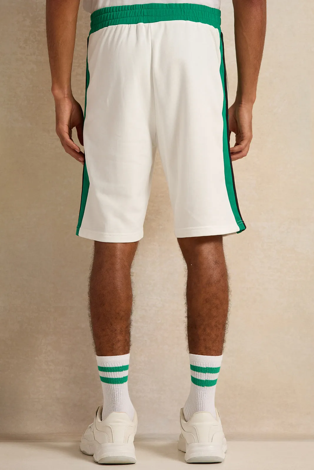 Men White Active Shorts With Tape Details sold by Redtag product image thumbnail 3