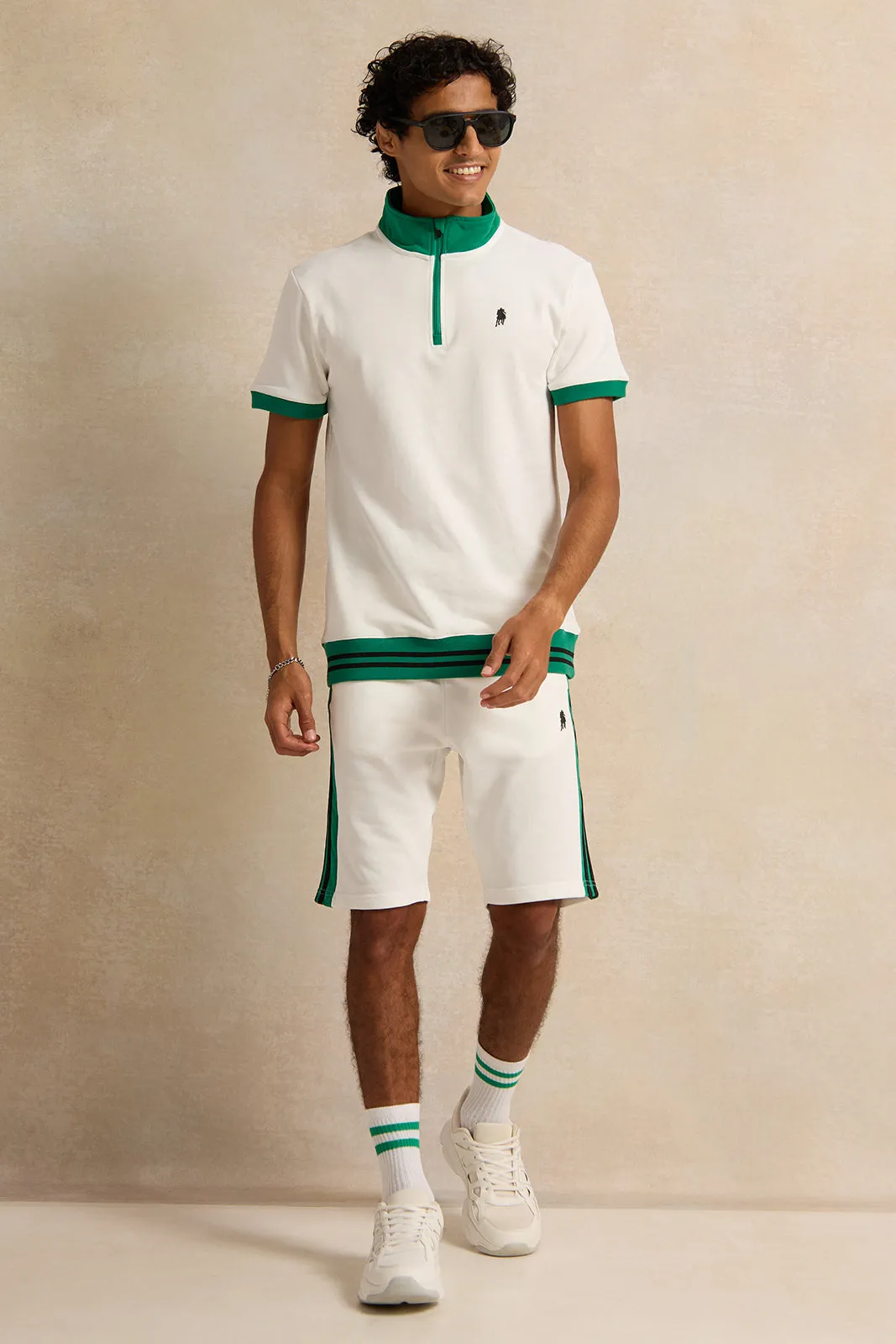 Men White Active Shorts With Tape Details sold by Redtag product image thumbnail 2