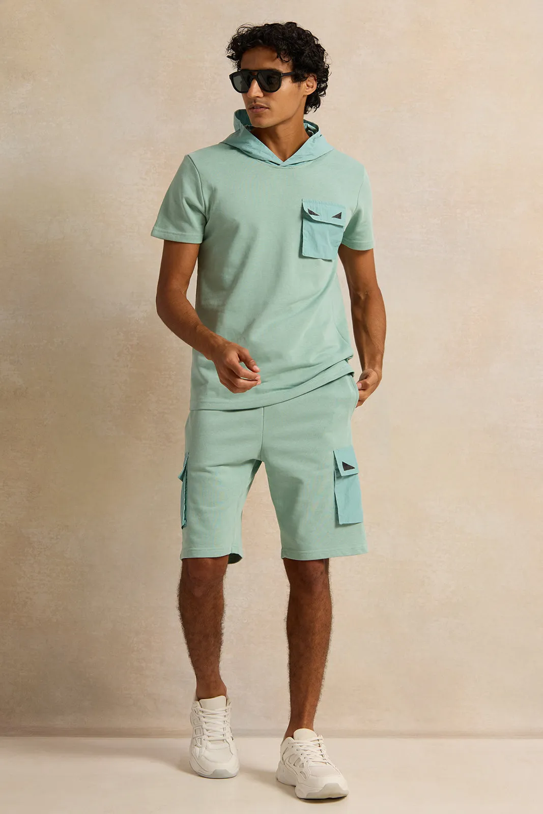 Men Teal Cargo Pockets Active Pants sold by Redtag product image thumbnail 2