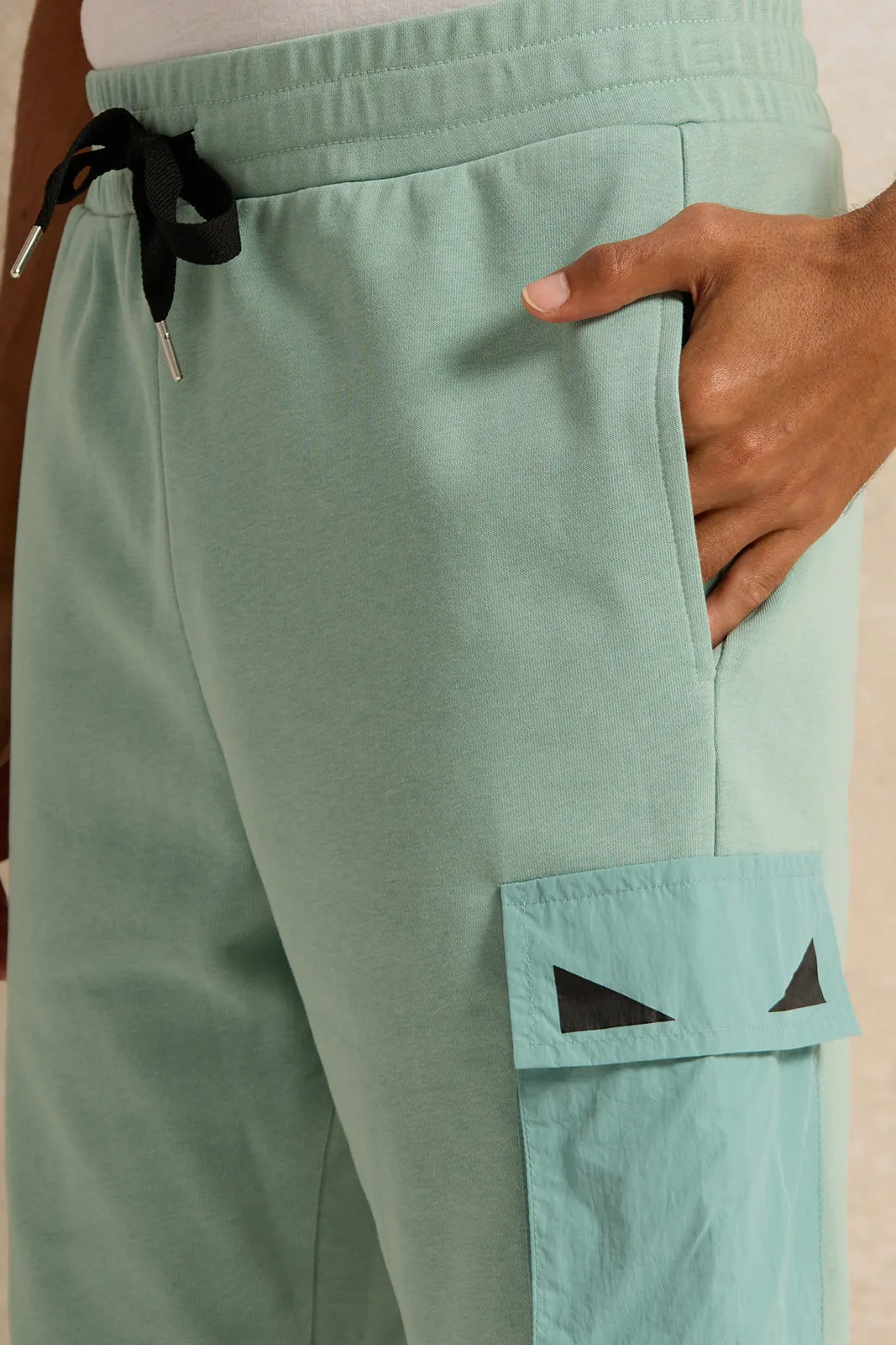 Men Teal Cargo Pockets Active Pants sold by Redtag product image thumbnail 4