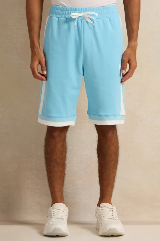 Men Blue Embroidered Active Shorts sold by Redtag