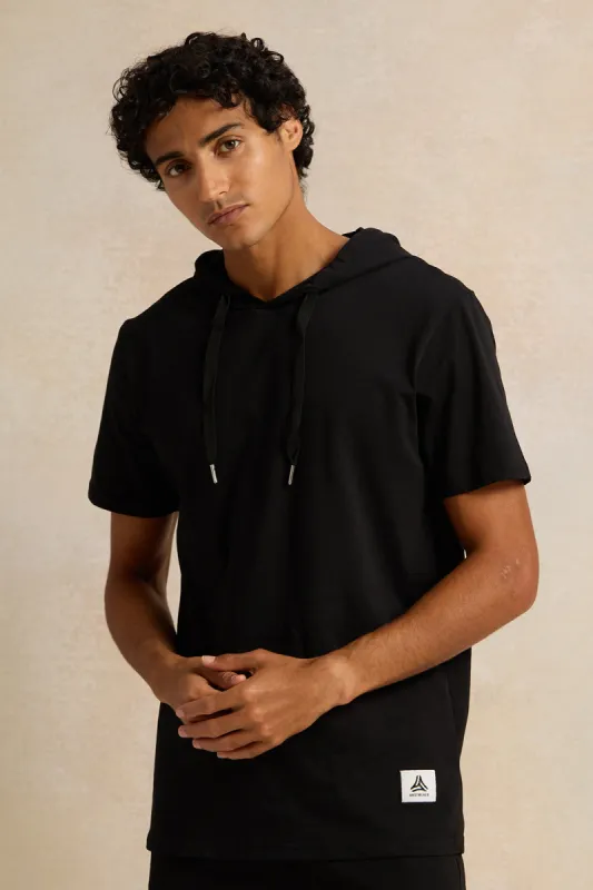 Men Black Hooded T-Shirt sold by Redtag