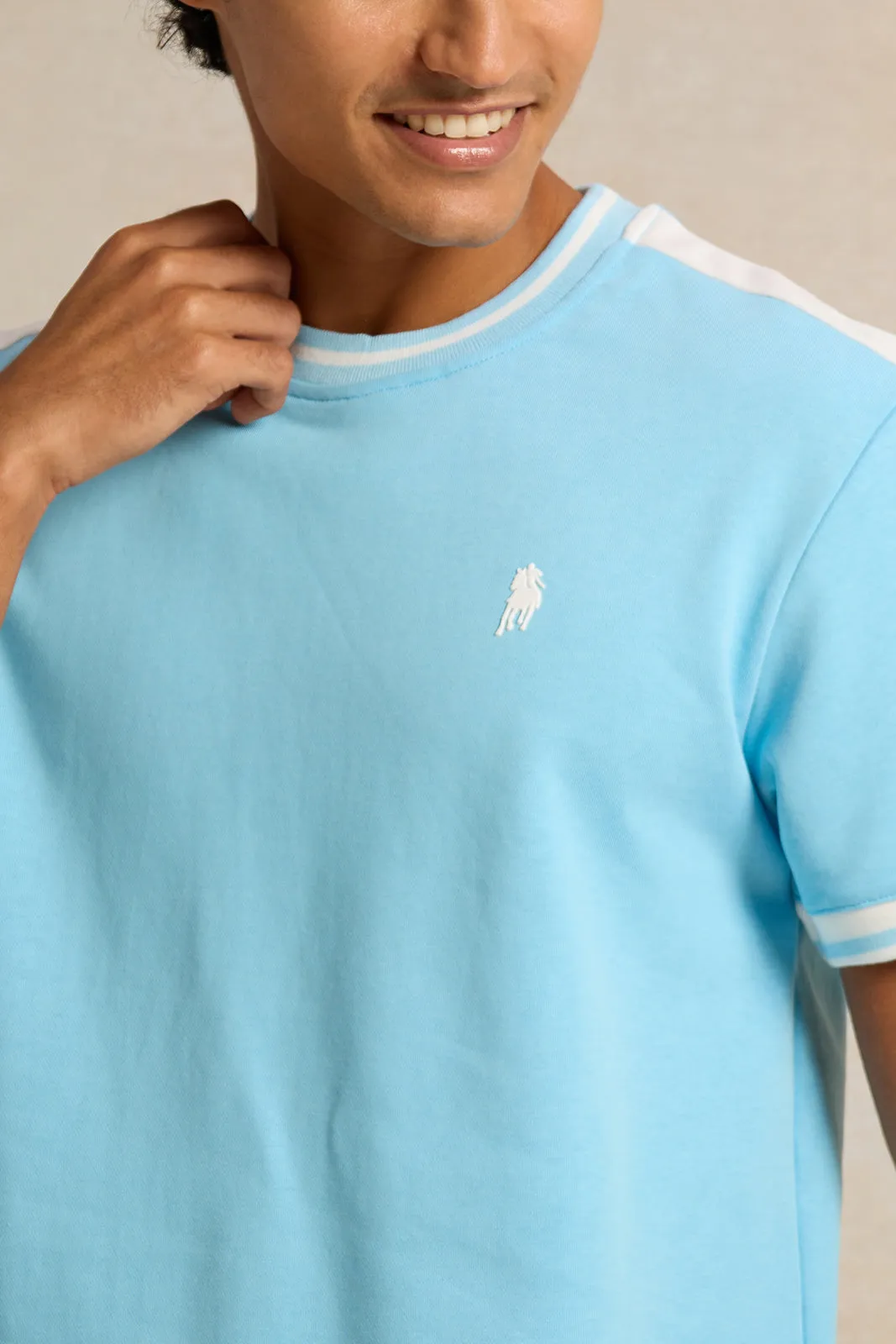 Men Blue Embroidered T-Shirt sold by Redtag product image thumbnail 4