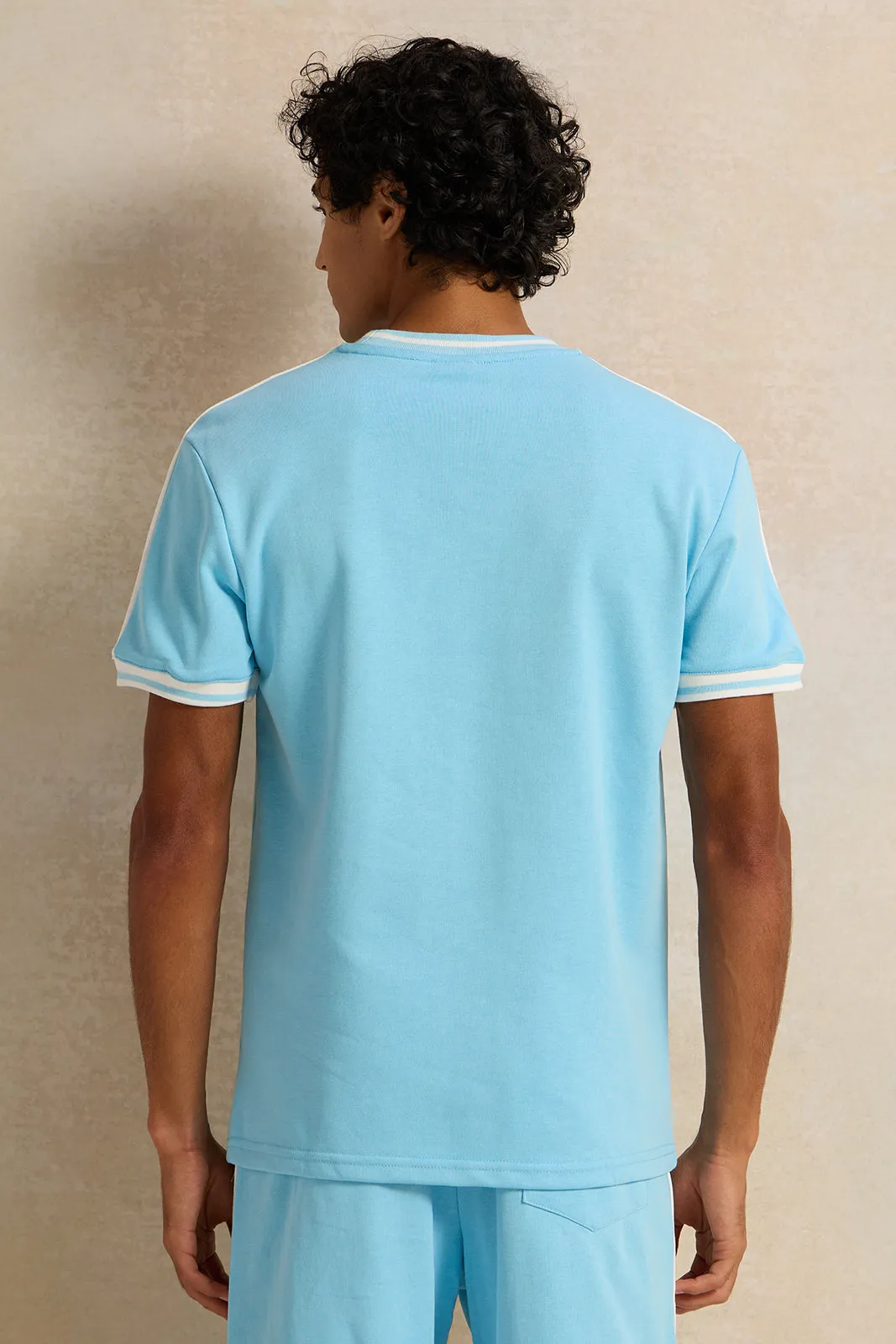 Men Blue Embroidered T-Shirt sold by Redtag product image thumbnail 3