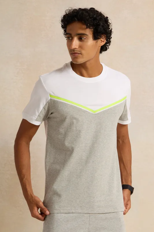Men White Cut And Sew T-Shirt sold by Redtag