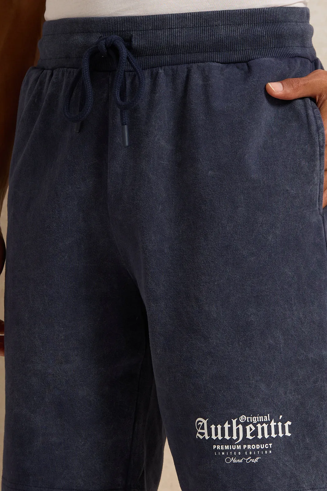 Men Navy Printed Lounge Shorts sold by Redtag product image thumbnail 4