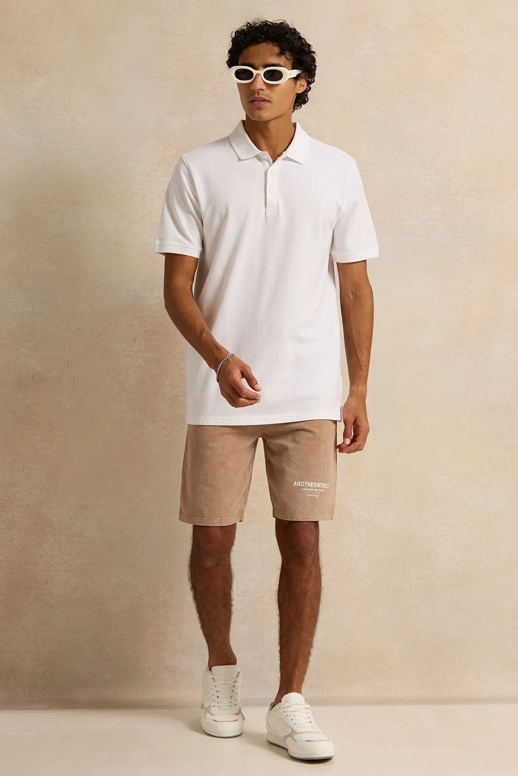 Men Beige Printed Lounge Shorts sold by Redtag product image thumbnail 2