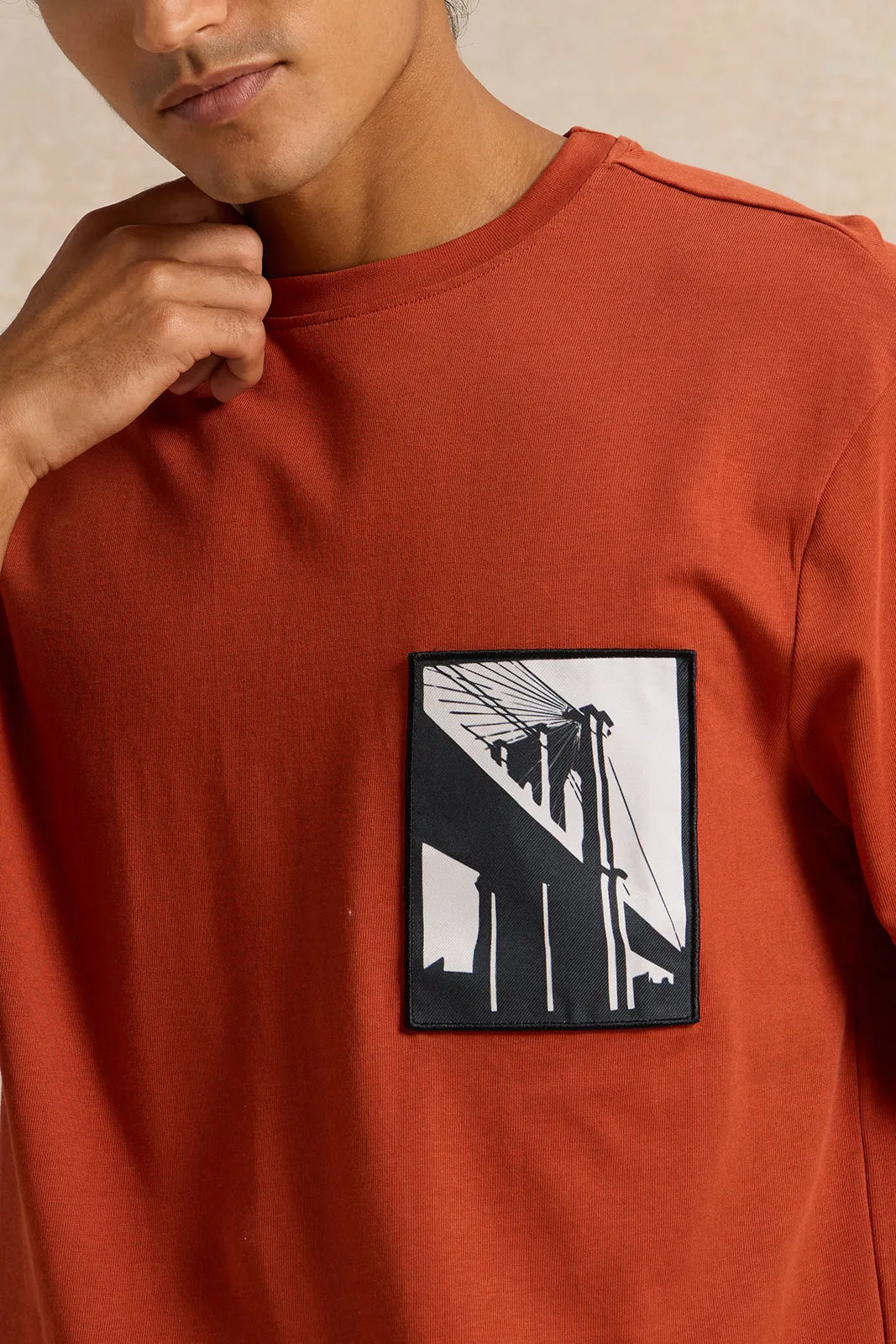 Men Red Print T-Shirt sold by Redtag product image thumbnail 4