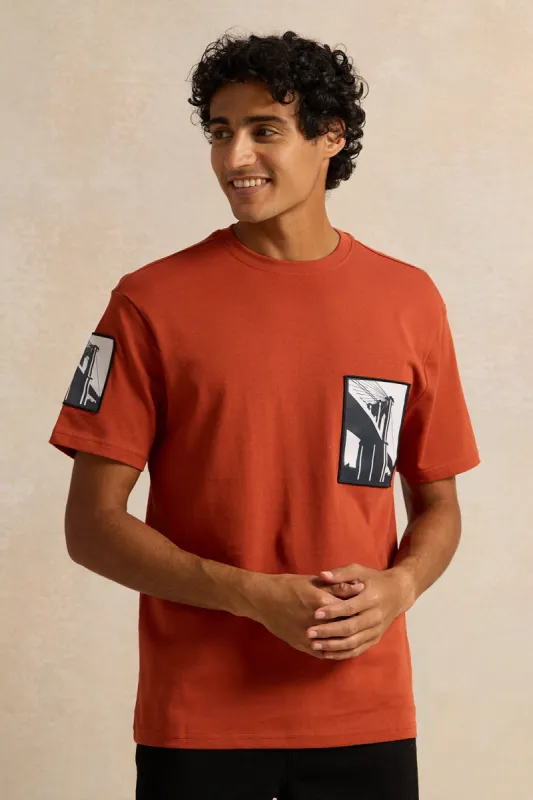 Men Red Print T-Shirt sold by Redtag