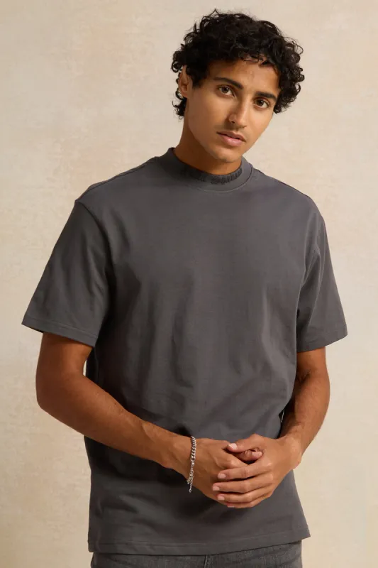 Men Grey Back Print T-Shirt sold by Redtag