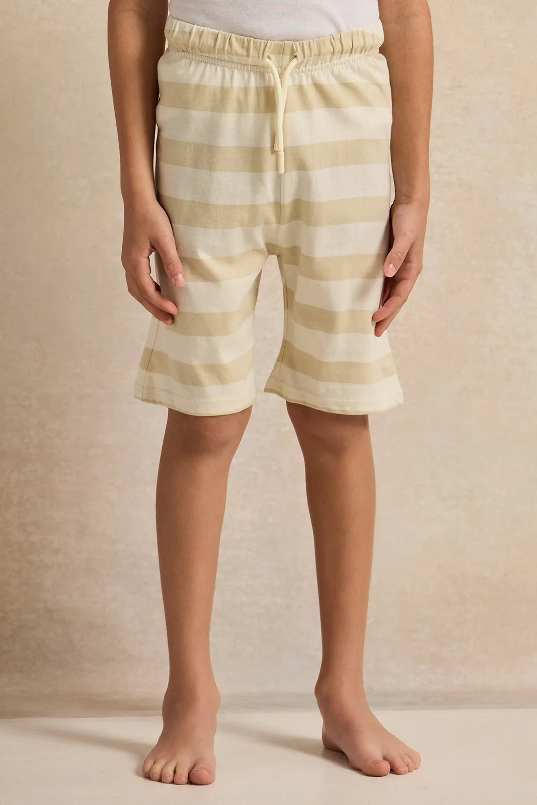 Boys Beige Striped Pyjama Set (2 Piece) sold by Redtag product image thumbnail 3