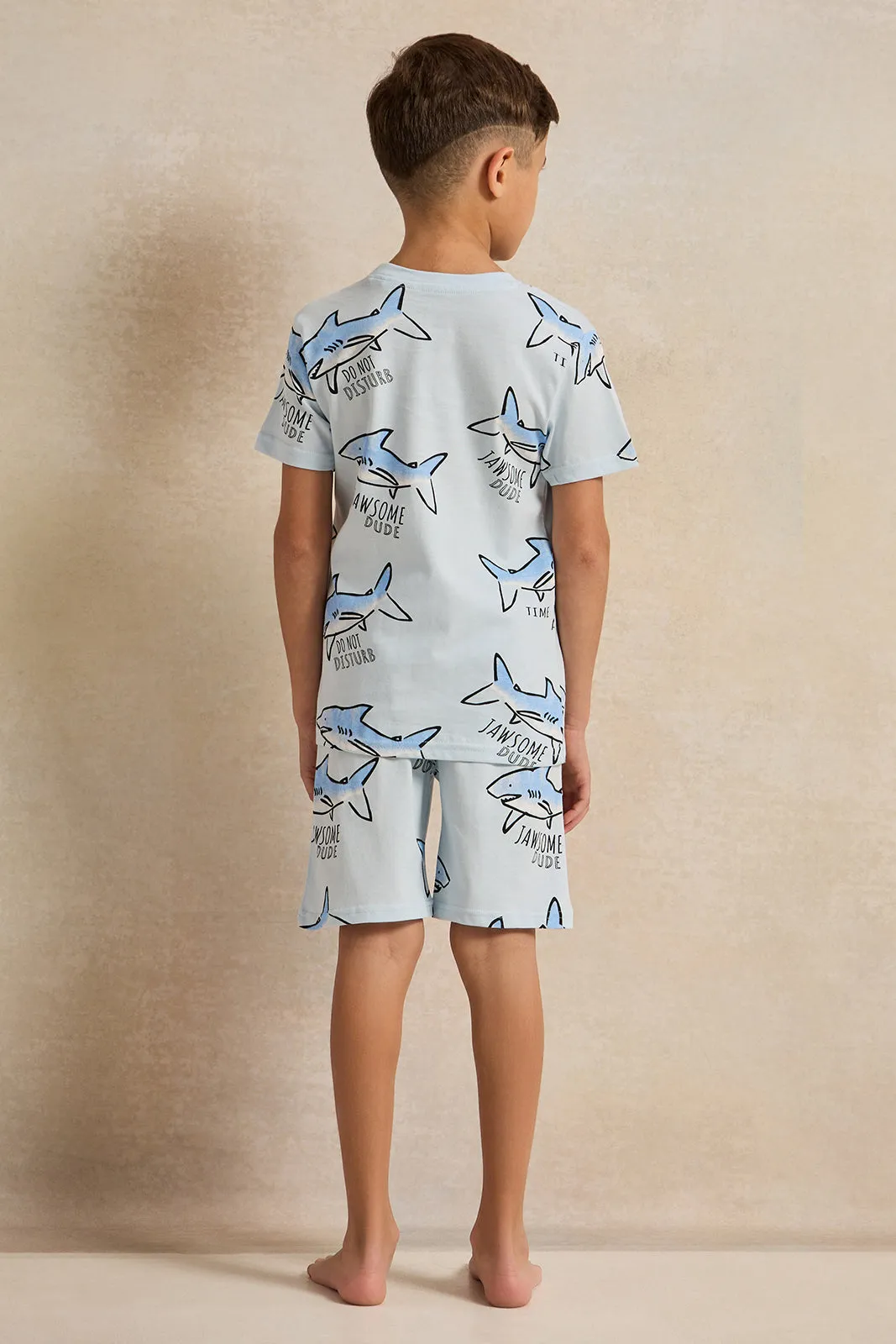 Boys Blue Shark Printed Pyjama Set (2 Piece) sold by Redtag product image thumbnail 4