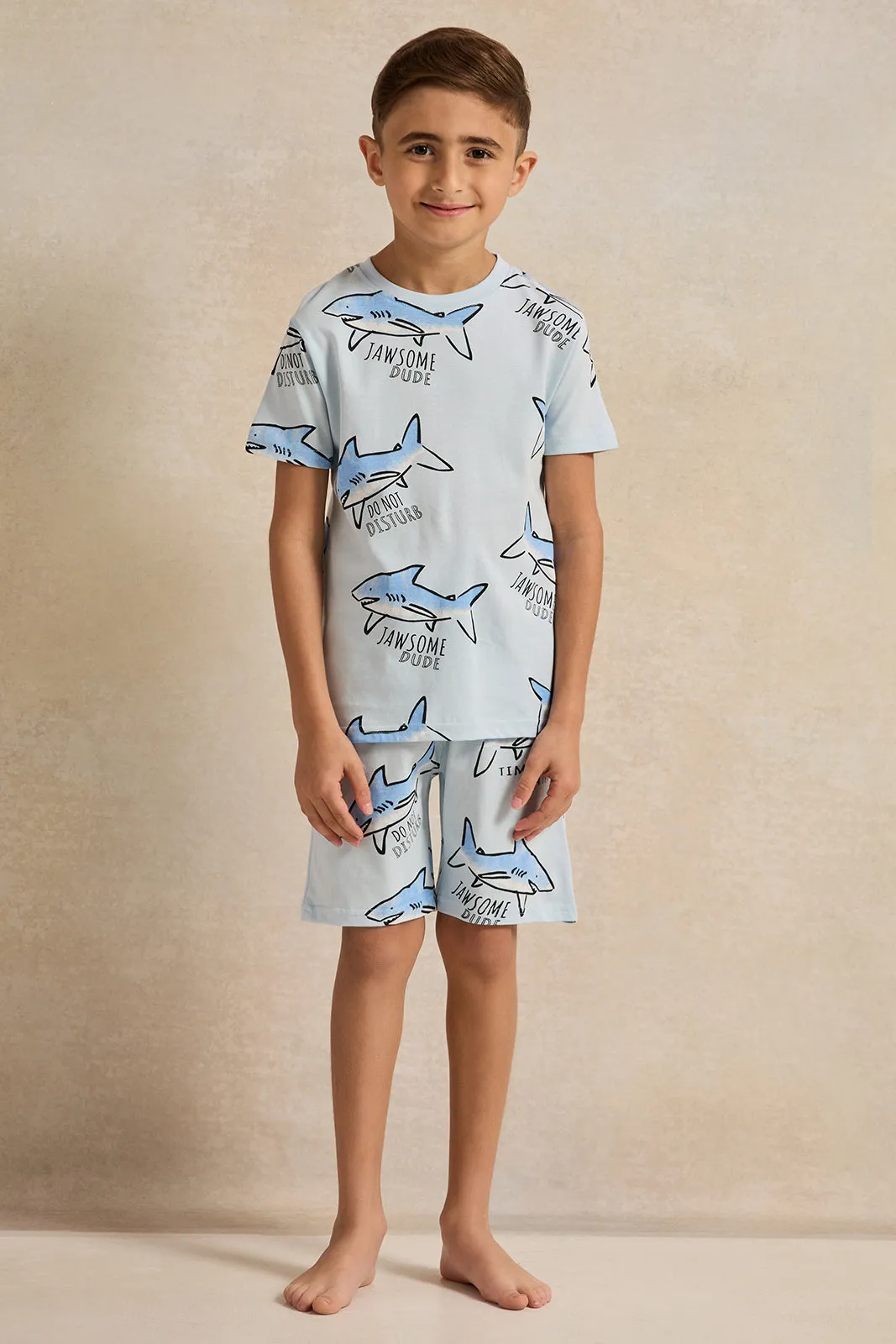 Boys Blue Shark Printed Pyjama Set (2 Piece) sold by Redtag
