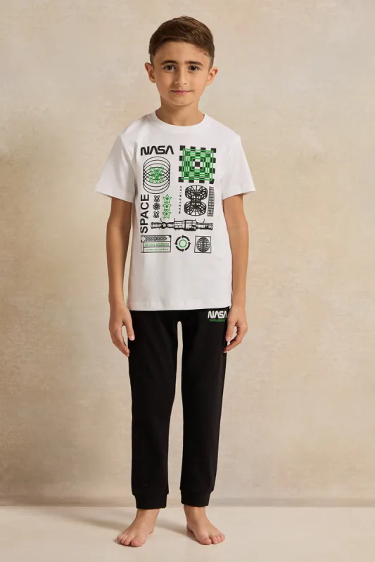 Boys White And Black Nasa Print Pyjama Set (2 Piece) sold by Redtag