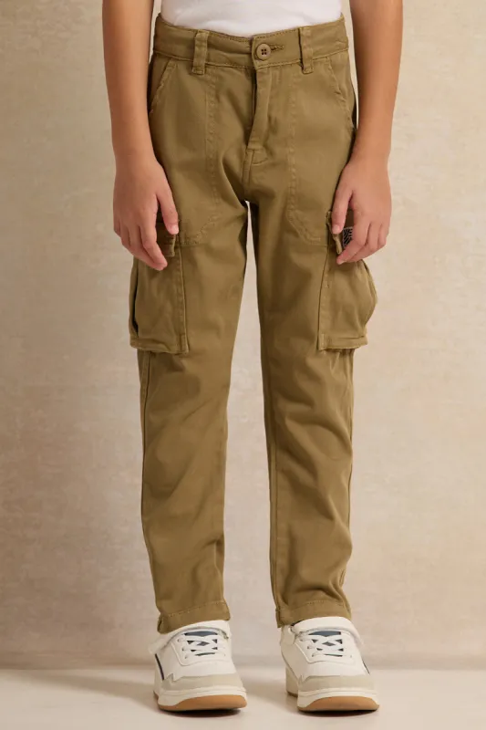 Boys Green Cargo Pocket Trouser sold by Redtag