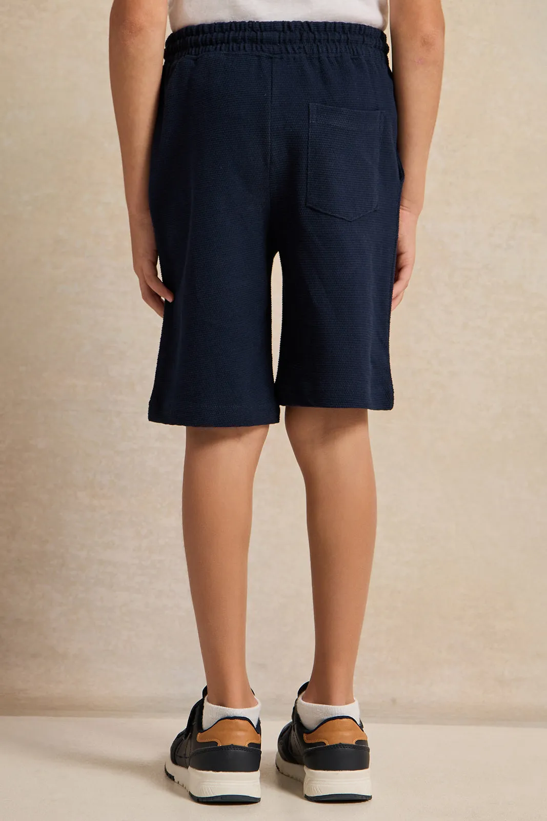 Boys Navy Printed Jacquard Shorts sold by Redtag product image thumbnail 3