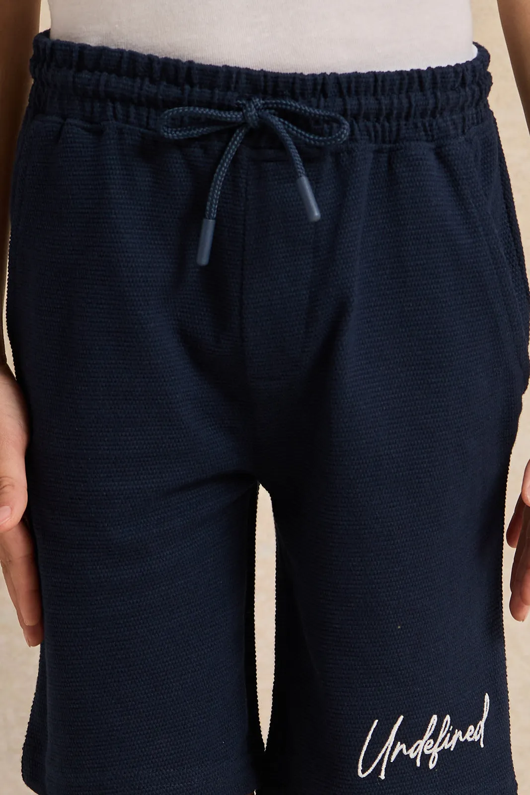 Boys Navy Printed Jacquard Shorts sold by Redtag product image thumbnail 4