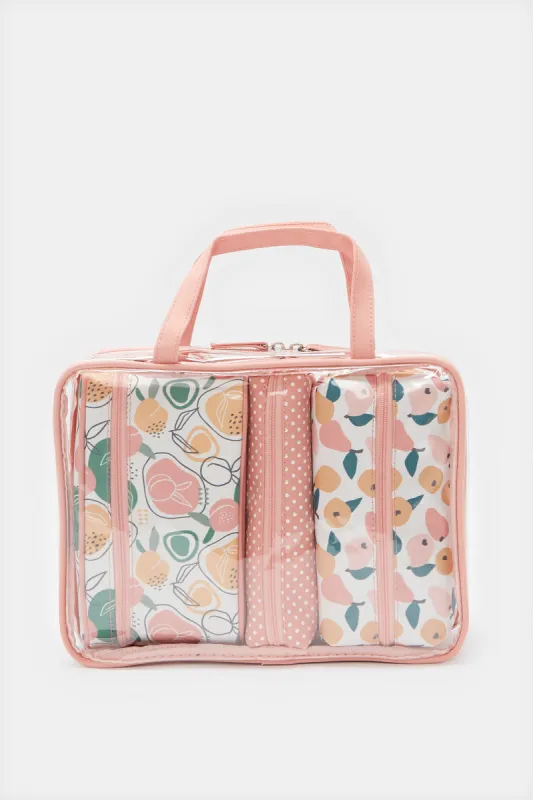 Women Assorted Printed Cosmetic Pouch Set (4 Piece) sold by Redtag