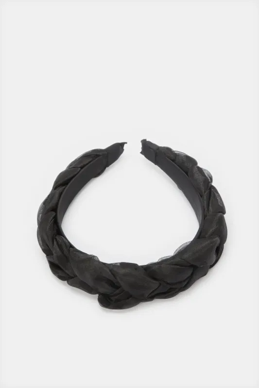 Women Black Textured Headband sold by Redtag