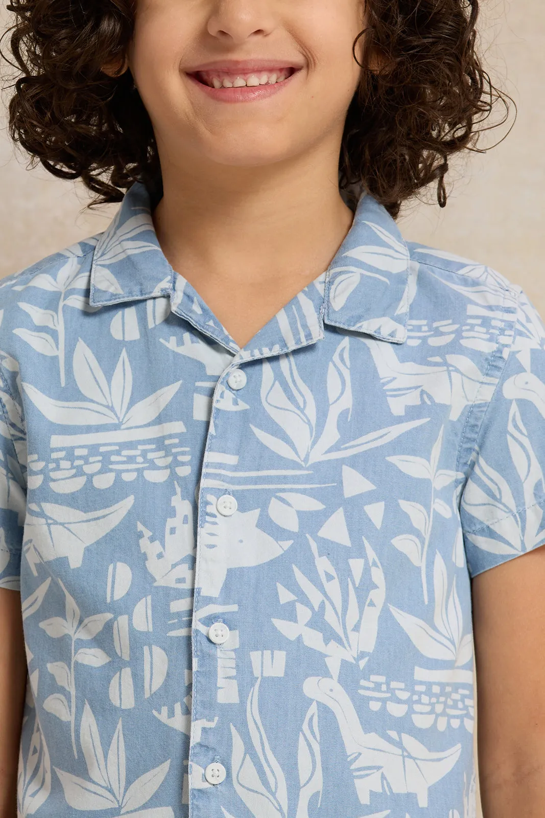 Boys Blue Printed Shirt sold by Redtag product image thumbnail 4