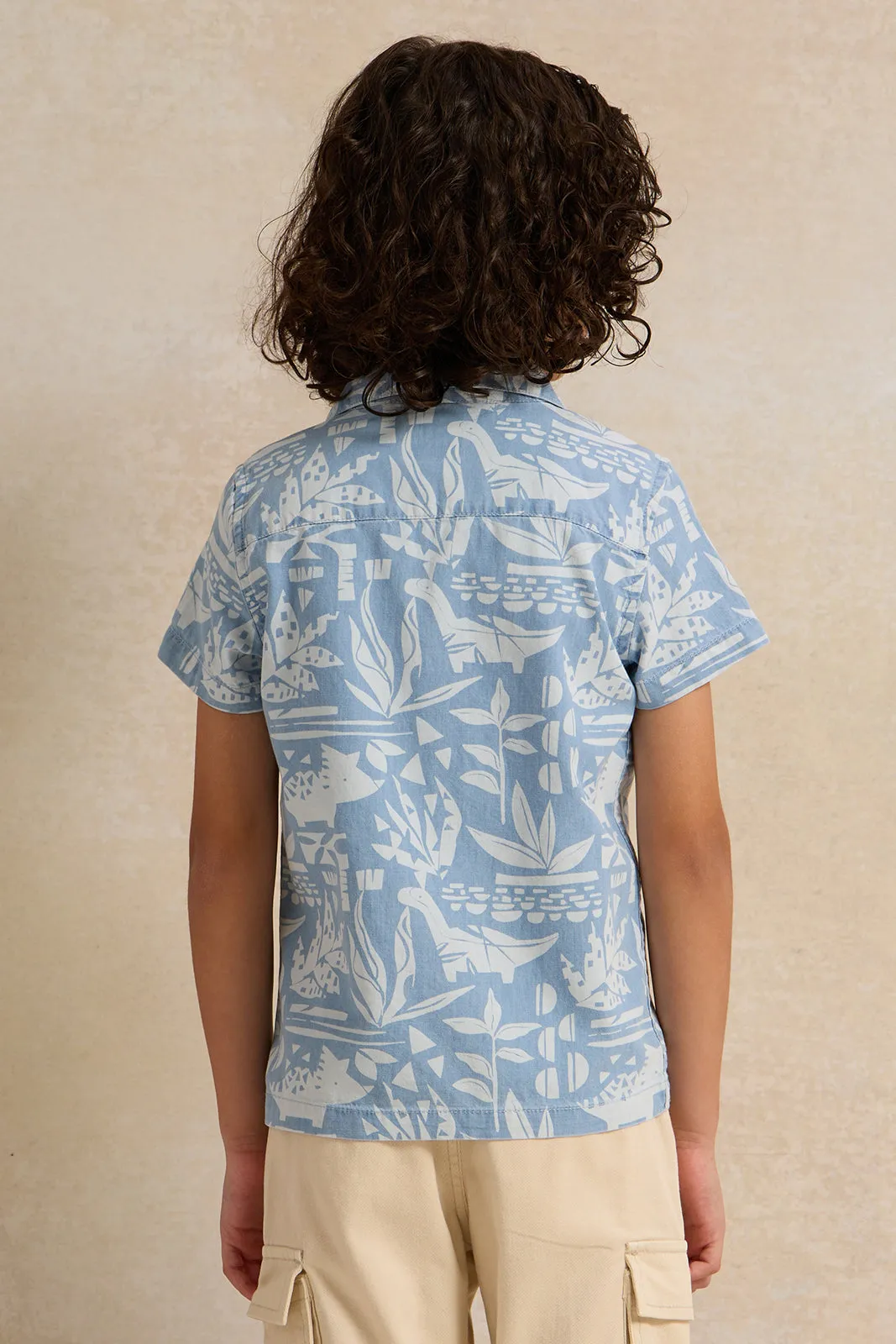 Boys Blue Printed Shirt sold by Redtag product image thumbnail 3