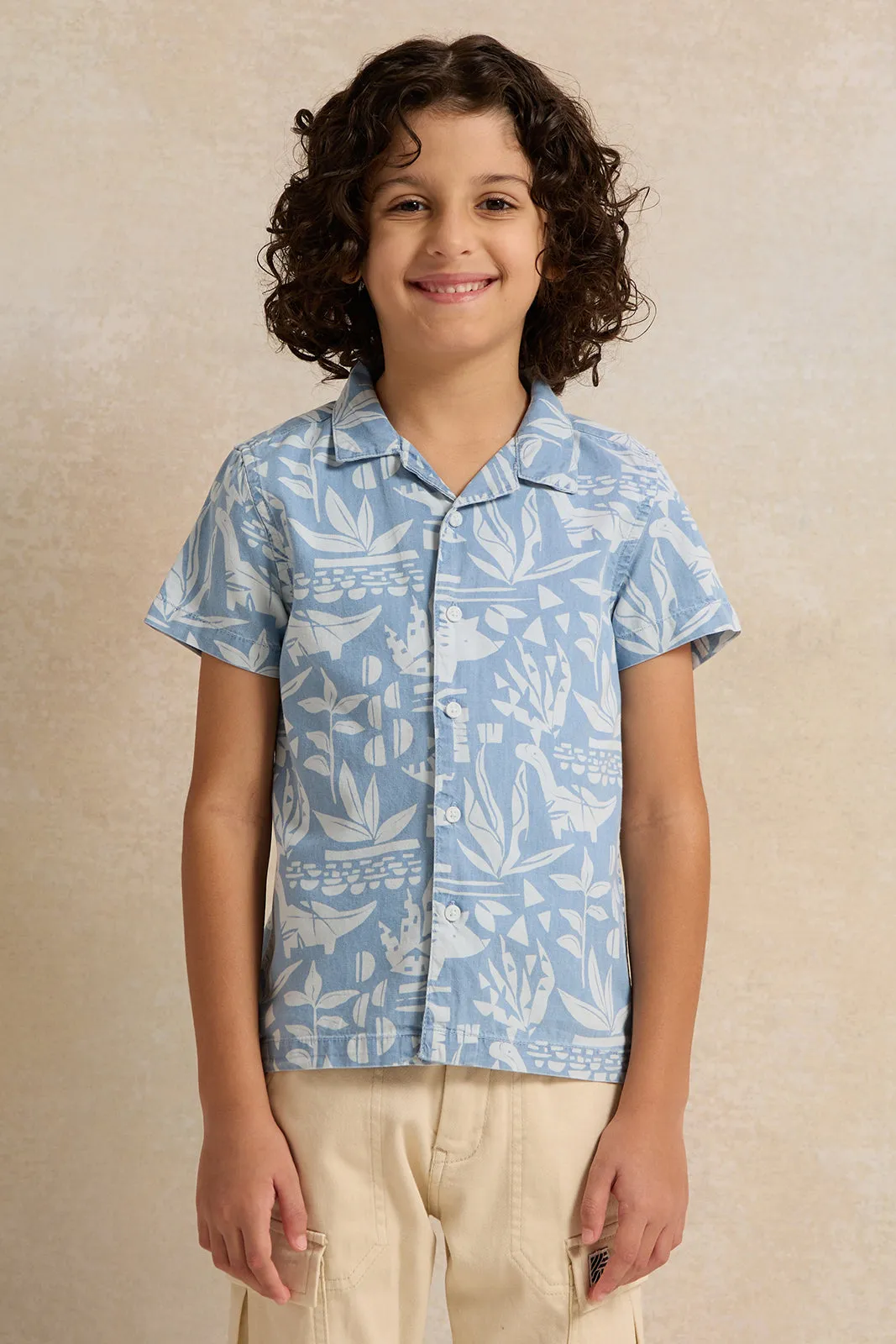 Boys Blue Printed Shirt sold by Redtag