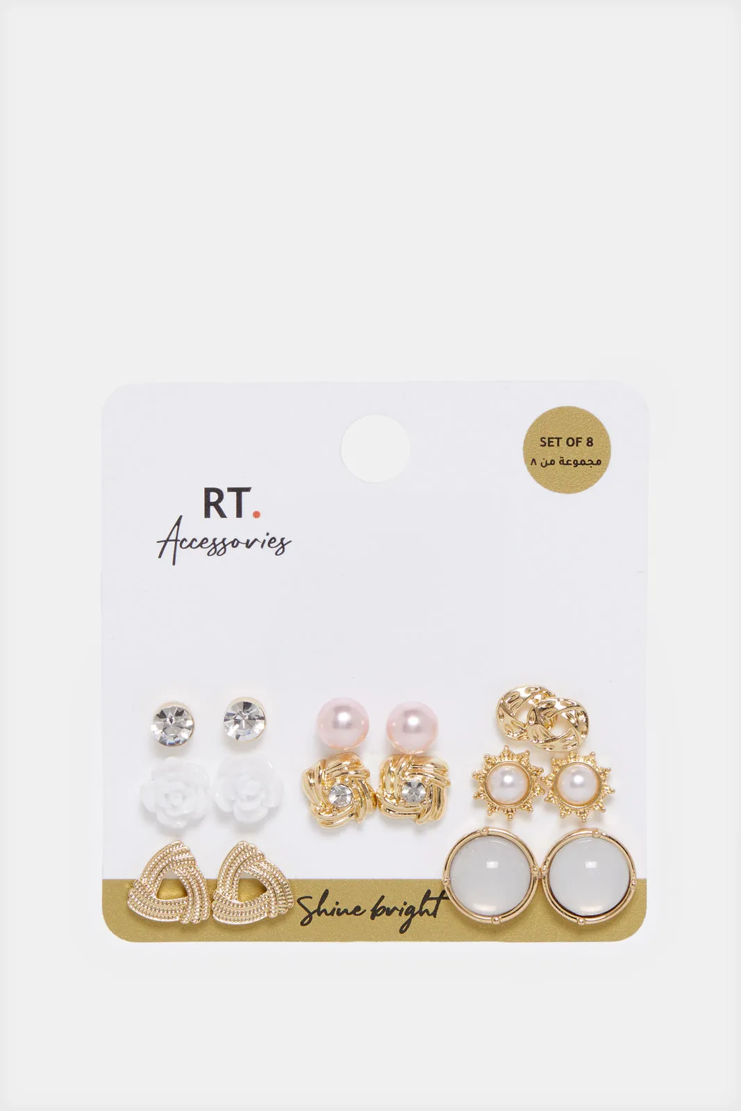 Women Gold Embellished Earring Pack (8 Pairs) sold by Redtag