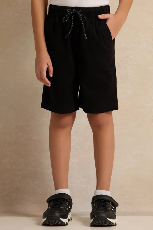 Boys Black Pull-on Shorts sold by Redtag