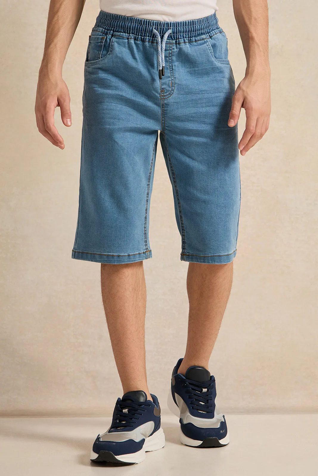 Senior Boys Blue Pull-on Denim Shorts sold by Redtag