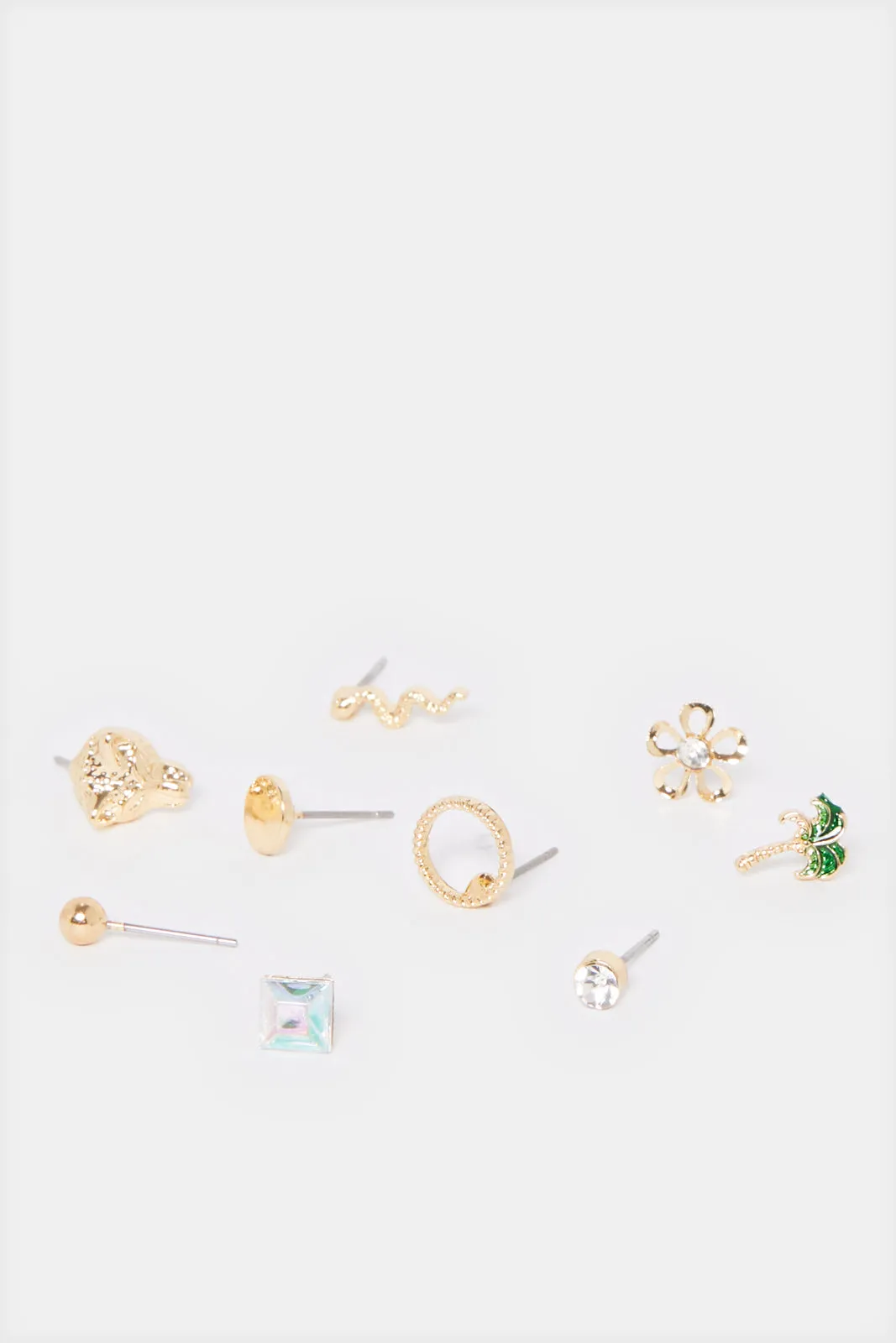 Women Gold Embellished Studs (Pack of 9) sold by Redtag product image thumbnail 2