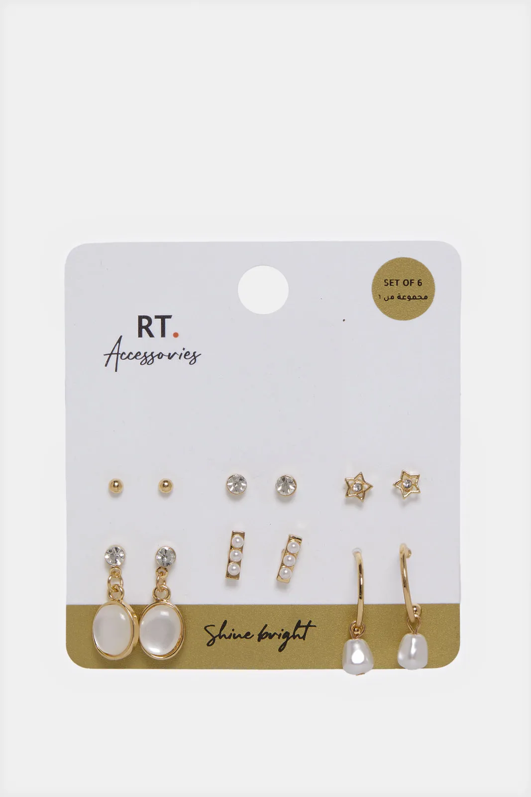 Women Gold Embellished Earring Pack (6 Pairs) sold by Redtag