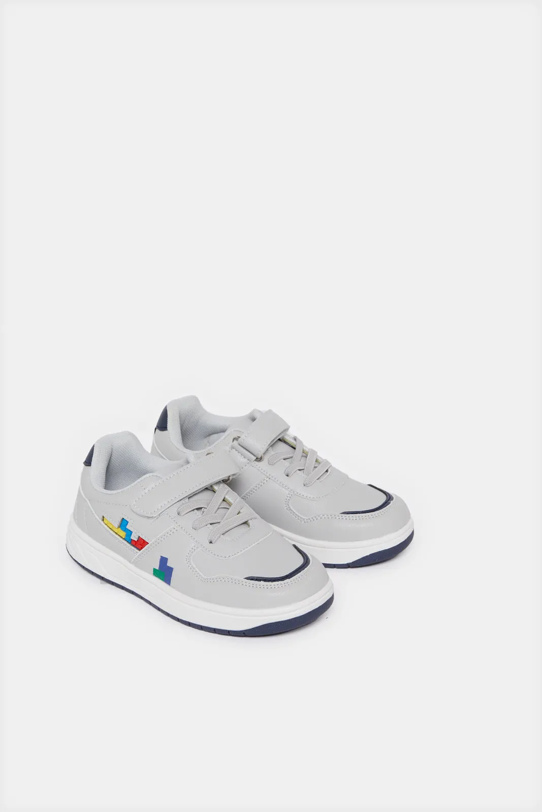 Boys Grey Stripped Patch Sneakers sold by Redtag product image thumbnail 2