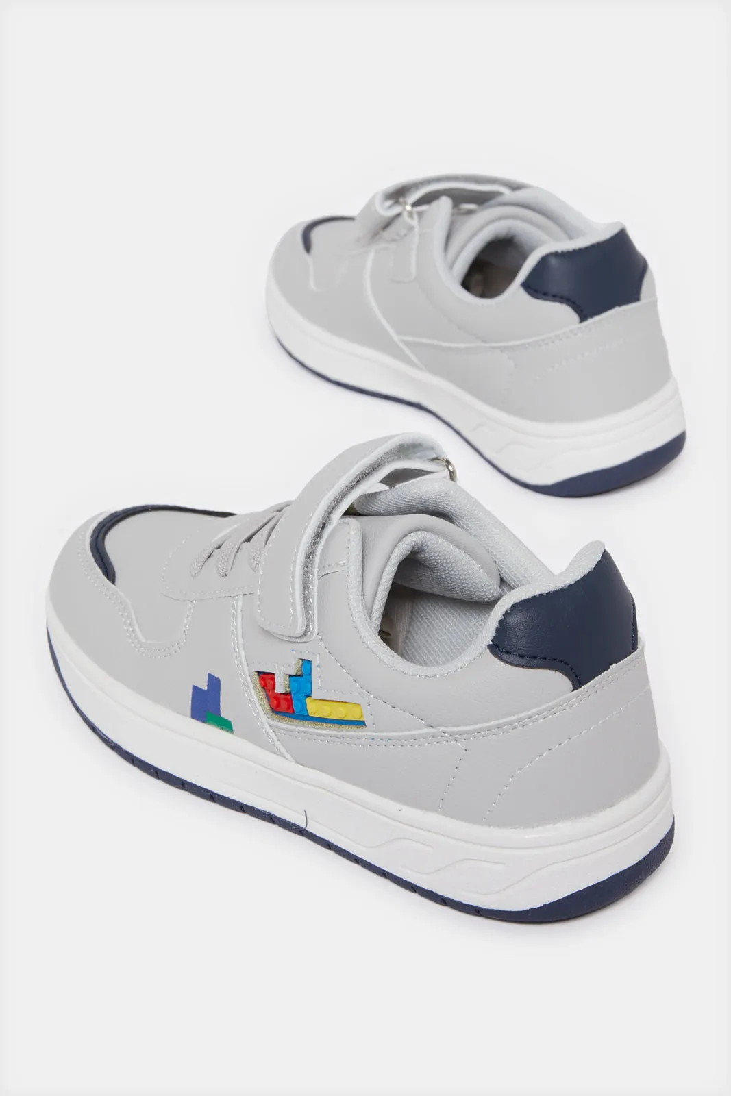 Boys Grey Stripped Patch Sneakers sold by Redtag product image thumbnail 4