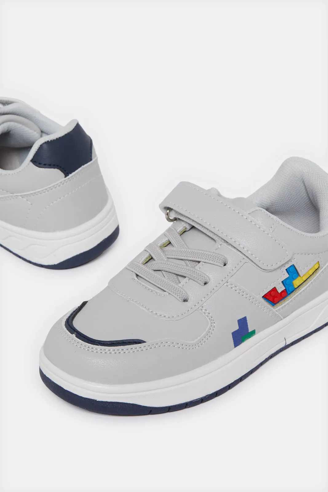 Boys Grey Stripped Patch Sneakers sold by Redtag product image thumbnail 3