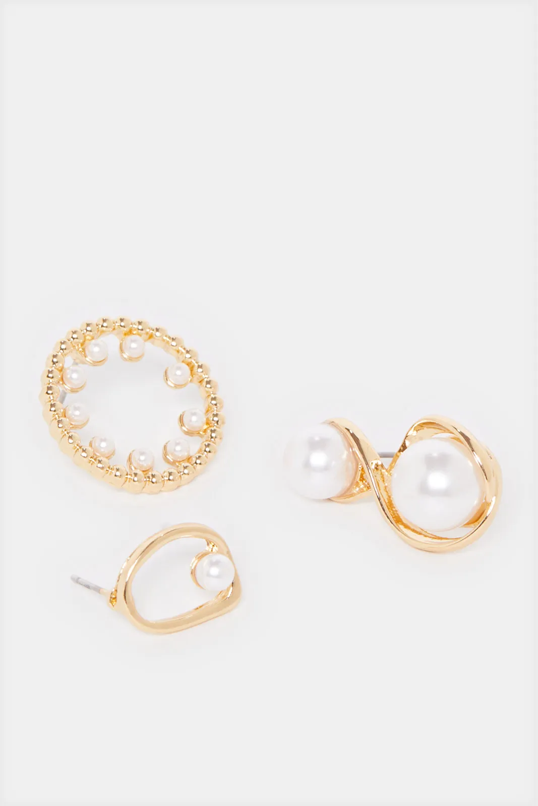 Women Gold Embellished Earring Set (3 Pairs) sold by Redtag product image thumbnail 2