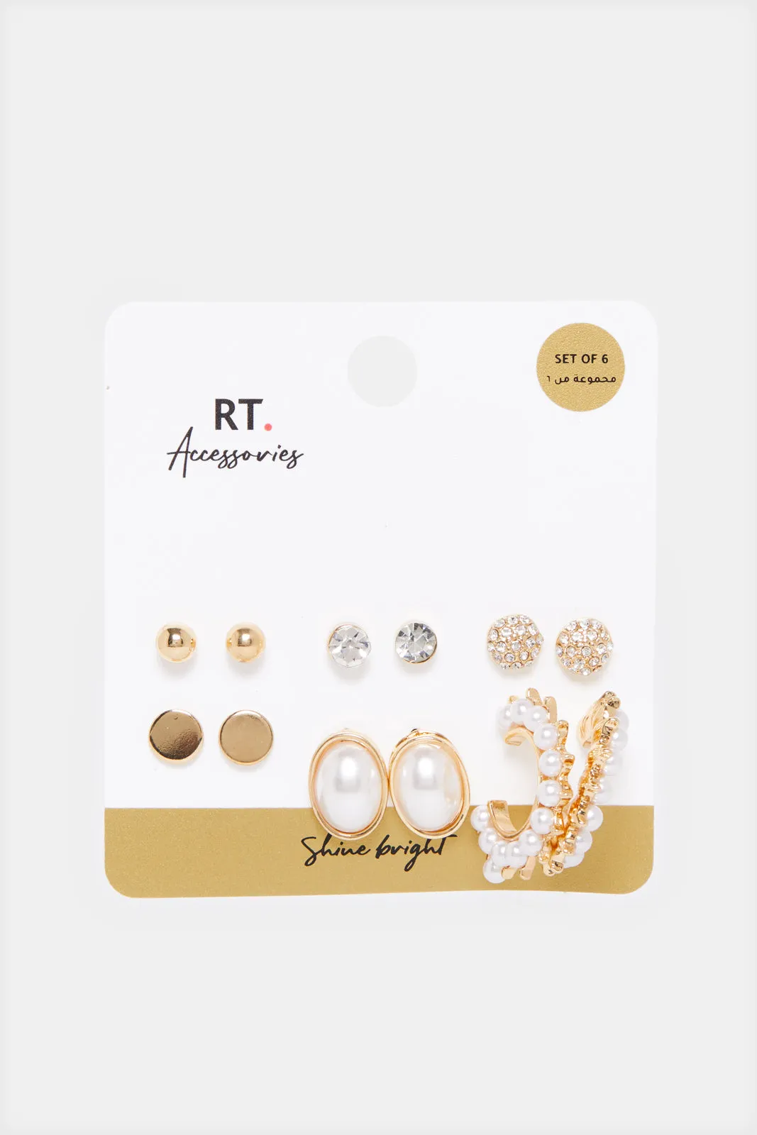 Women Gold Embellished Earring Set (6 Pairs) sold by Redtag