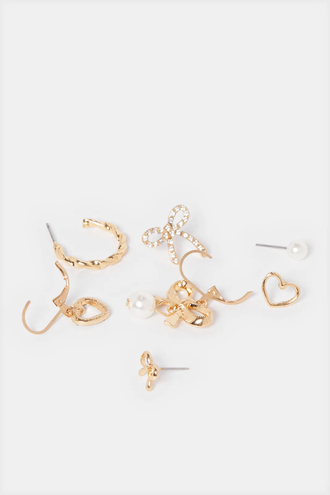 Women Gold Embellished Earring Set (8 Pairs) sold by Redtag product image thumbnail 2