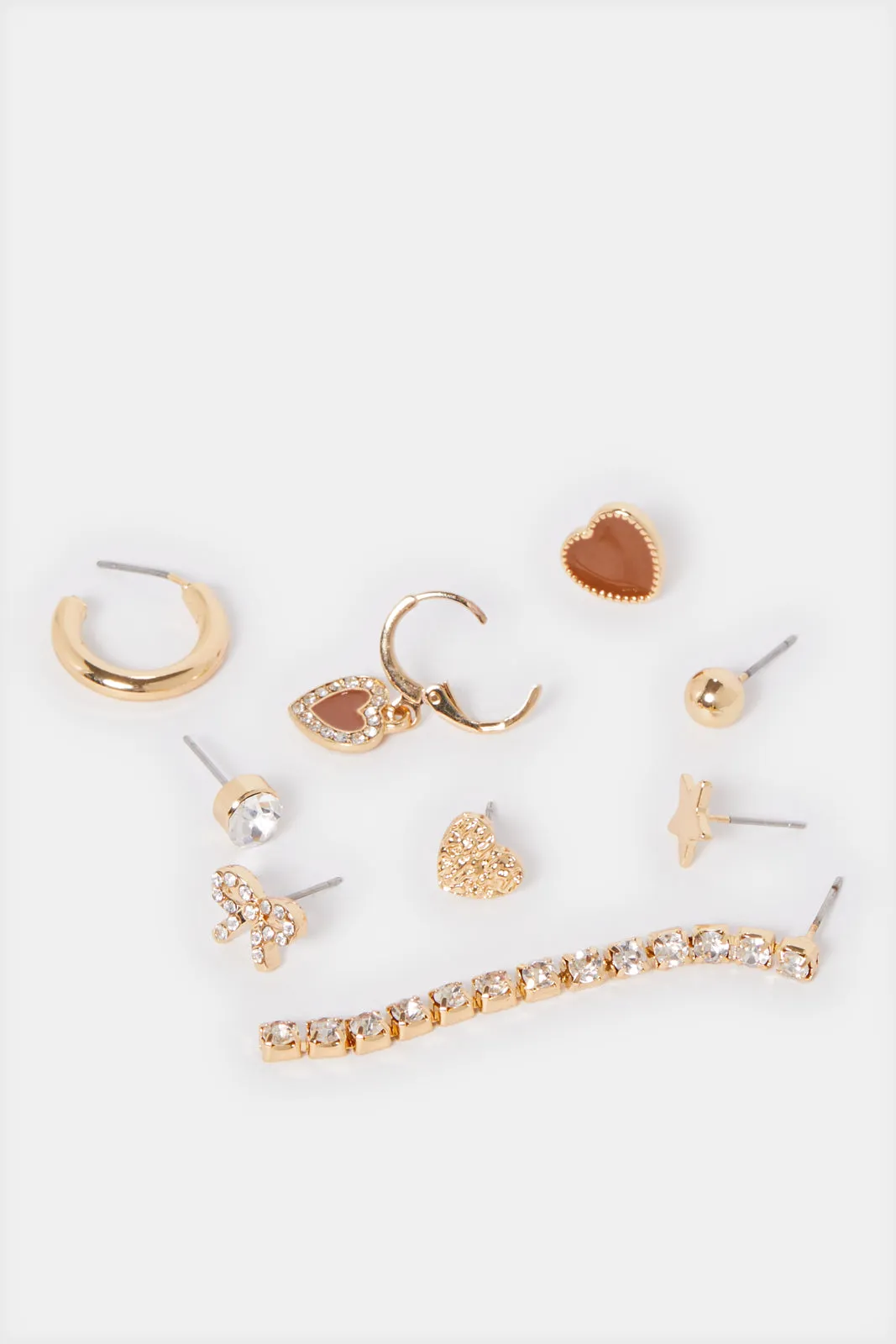 Women Gold Embellished Earring Set (9 Pairs) sold by Redtag product image thumbnail 2