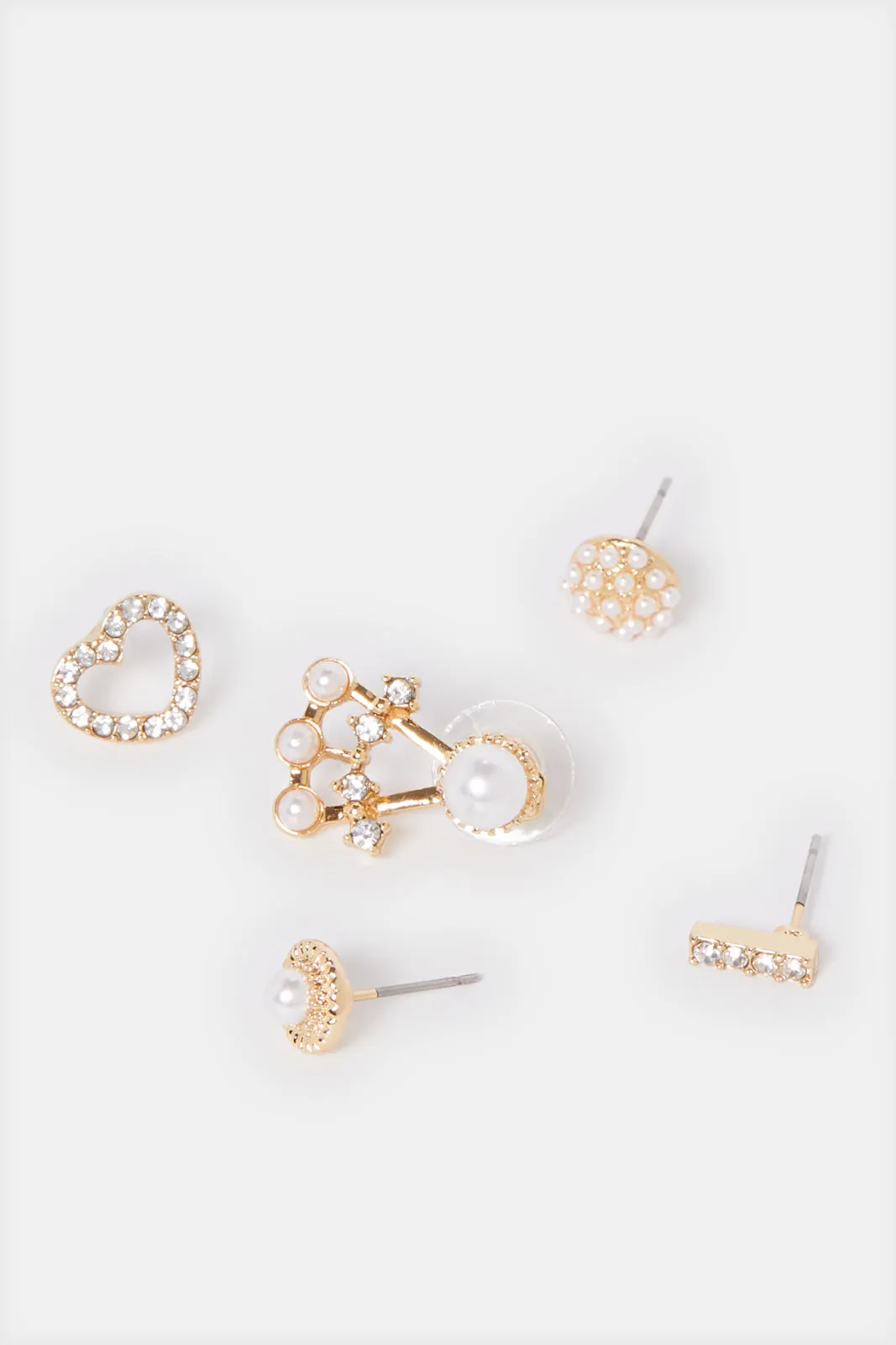 Women Gold Embellished Earring Set (5 Pairs) sold by Redtag product image thumbnail 2